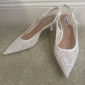 Steve Madden Bridal White Beaded Heels
